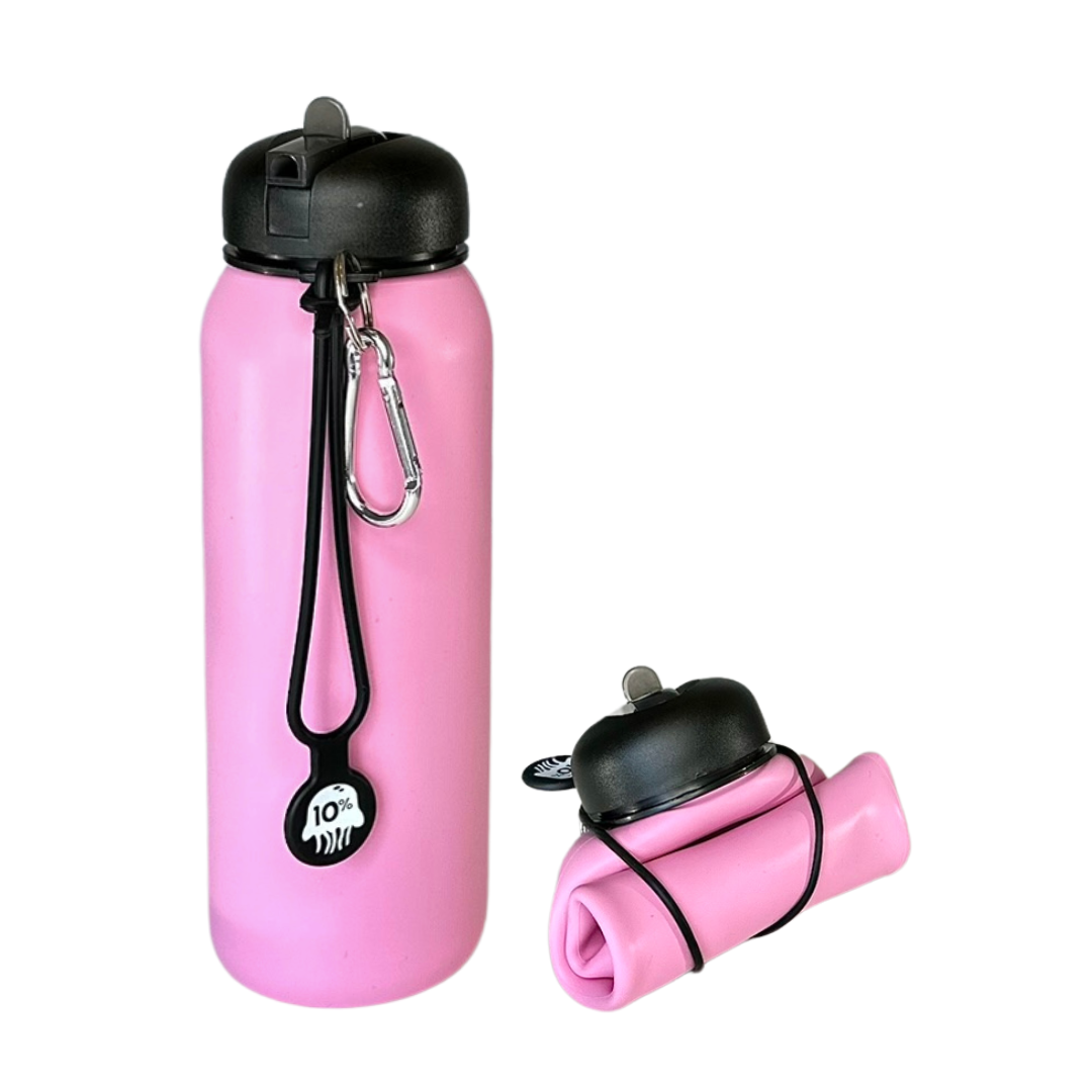 Pink Lilac, Black + Black Collapsible Bottle